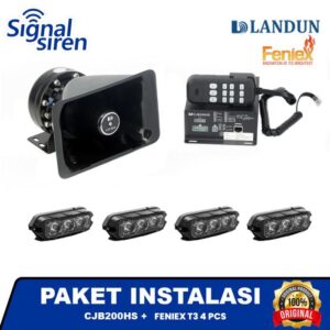 PAKET INSTALASI SIRINE LANDUN CJB200HS + FENIEX T3 ORI 4PCS - Pasang di Toko